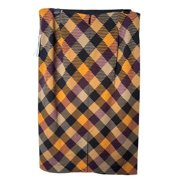 NWT Grace Elements Medium Multicolor Gold Plum Black Camel Geometric Tight Skirt - Picture 8 of 13